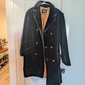 B Altman & Co Vintage Black Fur 3-button Pea Coat with POCKETS - 5th Avenue NY